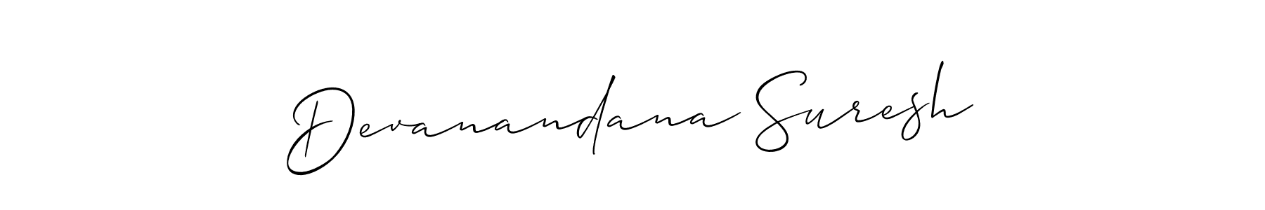 How to make Devanandana Suresh name signature. Use Allison_Script style for creating short signs online. This is the latest handwritten sign. Devanandana Suresh signature style 2 images and pictures png