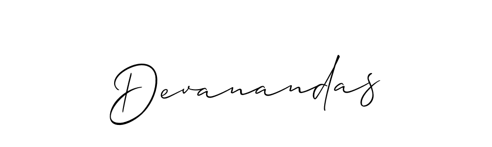 Make a beautiful signature design for name Devanandas. With this signature (Allison_Script) style, you can create a handwritten signature for free. Devanandas signature style 2 images and pictures png