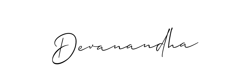 Make a beautiful signature design for name Devanandha. With this signature (Allison_Script) style, you can create a handwritten signature for free. Devanandha signature style 2 images and pictures png