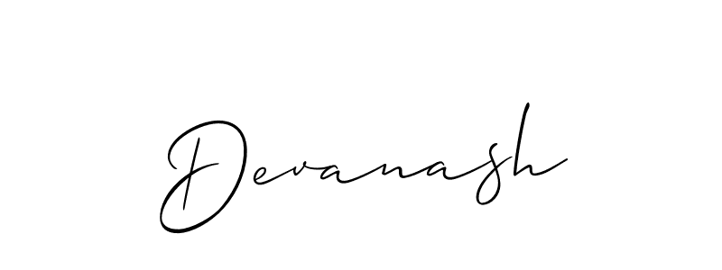 Use a signature maker to create a handwritten signature online. With this signature software, you can design (Allison_Script) your own signature for name Devanash. Devanash signature style 2 images and pictures png