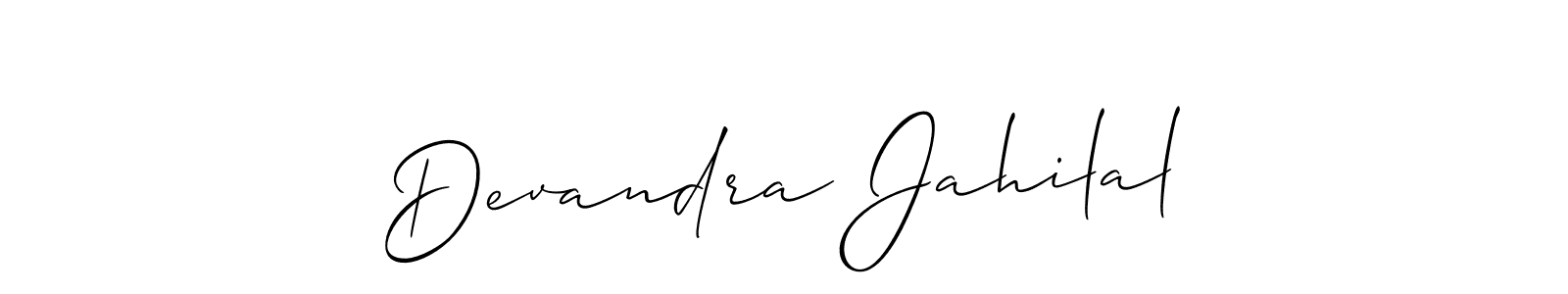 Allison_Script is a professional signature style that is perfect for those who want to add a touch of class to their signature. It is also a great choice for those who want to make their signature more unique. Get Devandra Jahilal name to fancy signature for free. Devandra Jahilal signature style 2 images and pictures png