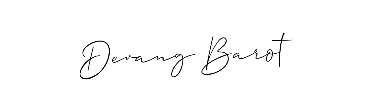 Similarly Allison_Script is the best handwritten signature design. Signature creator online .You can use it as an online autograph creator for name Devang Barot. Devang Barot signature style 2 images and pictures png