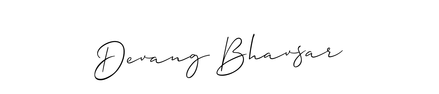 Create a beautiful signature design for name Devang Bhavsar. With this signature (Allison_Script) fonts, you can make a handwritten signature for free. Devang Bhavsar signature style 2 images and pictures png