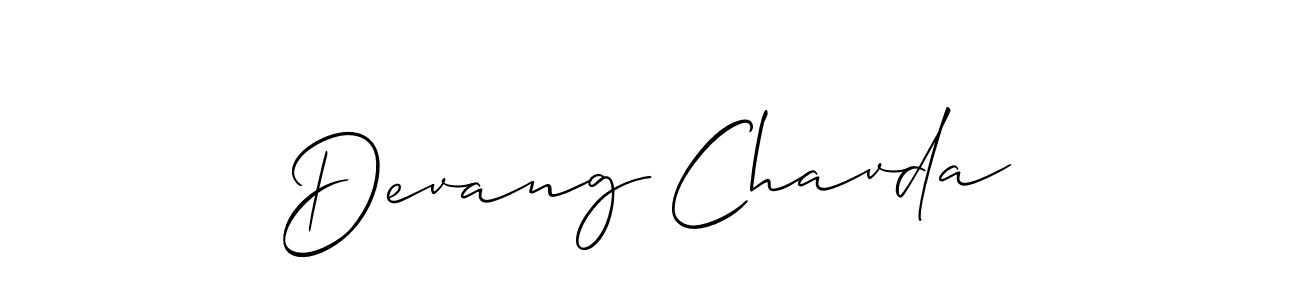 Design your own signature with our free online signature maker. With this signature software, you can create a handwritten (Allison_Script) signature for name Devang Chavda. Devang Chavda signature style 2 images and pictures png