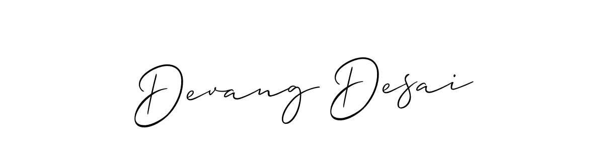 Make a beautiful signature design for name Devang Desai. With this signature (Allison_Script) style, you can create a handwritten signature for free. Devang Desai signature style 2 images and pictures png