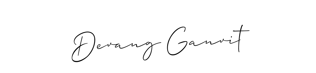 Also we have Devang Ganvit name is the best signature style. Create professional handwritten signature collection using Allison_Script autograph style. Devang Ganvit signature style 2 images and pictures png