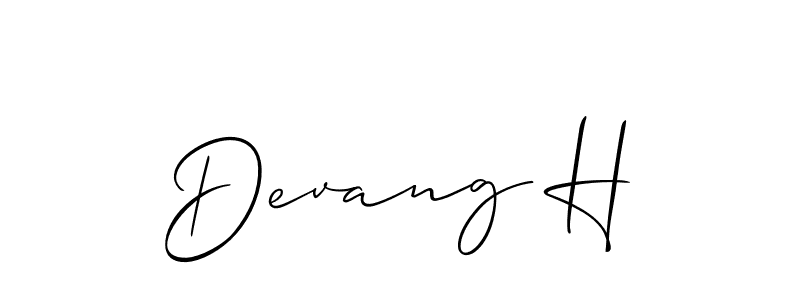 Make a beautiful signature design for name Devang H. With this signature (Allison_Script) style, you can create a handwritten signature for free. Devang H signature style 2 images and pictures png