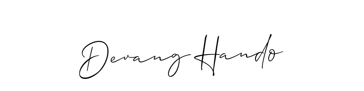 Also You can easily find your signature by using the search form. We will create Devang Hando name handwritten signature images for you free of cost using Allison_Script sign style. Devang Hando signature style 2 images and pictures png