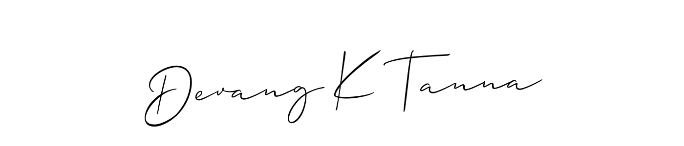 Create a beautiful signature design for name Devang K Tanna. With this signature (Allison_Script) fonts, you can make a handwritten signature for free. Devang K Tanna signature style 2 images and pictures png