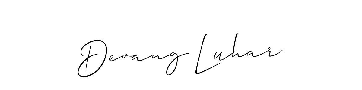 Create a beautiful signature design for name Devang Luhar. With this signature (Allison_Script) fonts, you can make a handwritten signature for free. Devang Luhar signature style 2 images and pictures png