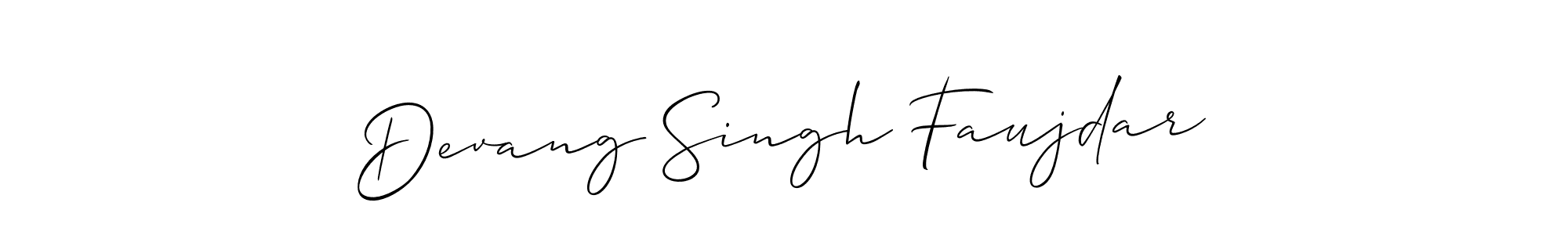 How to make Devang Singh Faujdar signature? Allison_Script is a professional autograph style. Create handwritten signature for Devang Singh Faujdar name. Devang Singh Faujdar signature style 2 images and pictures png