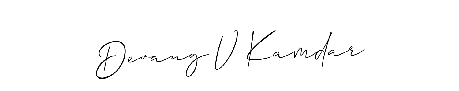Use a signature maker to create a handwritten signature online. With this signature software, you can design (Allison_Script) your own signature for name Devang V Kamdar. Devang V Kamdar signature style 2 images and pictures png