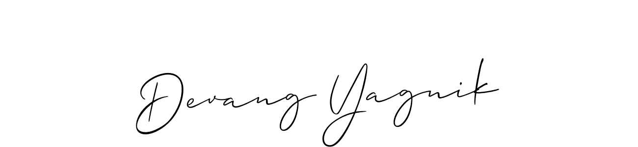 You should practise on your own different ways (Allison_Script) to write your name (Devang Yagnik) in signature. don't let someone else do it for you. Devang Yagnik signature style 2 images and pictures png