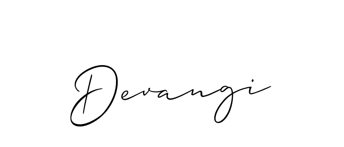 Use a signature maker to create a handwritten signature online. With this signature software, you can design (Allison_Script) your own signature for name Devangi. Devangi signature style 2 images and pictures png