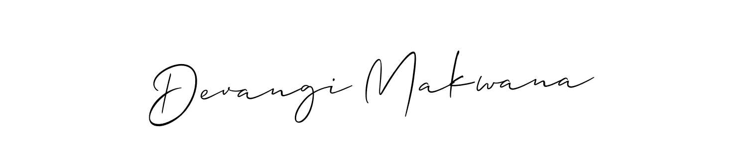 Make a short Devangi Makwana signature style. Manage your documents anywhere anytime using Allison_Script. Create and add eSignatures, submit forms, share and send files easily. Devangi Makwana signature style 2 images and pictures png