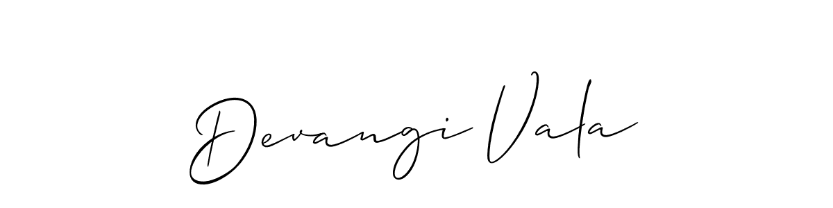 Use a signature maker to create a handwritten signature online. With this signature software, you can design (Allison_Script) your own signature for name Devangi Vala. Devangi Vala signature style 2 images and pictures png