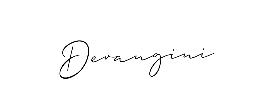 Use a signature maker to create a handwritten signature online. With this signature software, you can design (Allison_Script) your own signature for name Devangini. Devangini signature style 2 images and pictures png