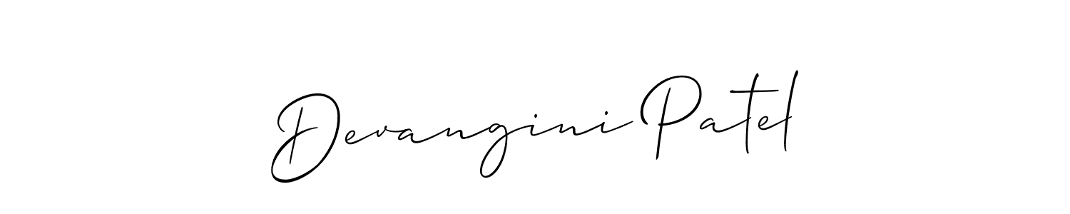 How to make Devangini Patel name signature. Use Allison_Script style for creating short signs online. This is the latest handwritten sign. Devangini Patel signature style 2 images and pictures png