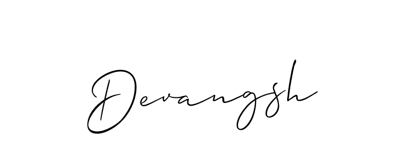 Create a beautiful signature design for name Devangsh. With this signature (Allison_Script) fonts, you can make a handwritten signature for free. Devangsh signature style 2 images and pictures png