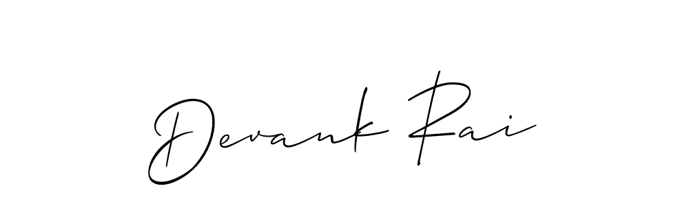 Use a signature maker to create a handwritten signature online. With this signature software, you can design (Allison_Script) your own signature for name Devank Rai. Devank Rai signature style 2 images and pictures png