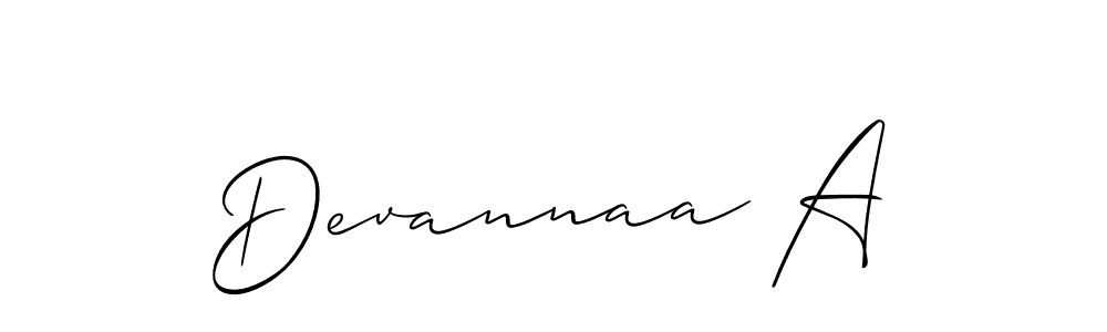 Make a beautiful signature design for name Devannaa A. With this signature (Allison_Script) style, you can create a handwritten signature for free. Devannaa A signature style 2 images and pictures png