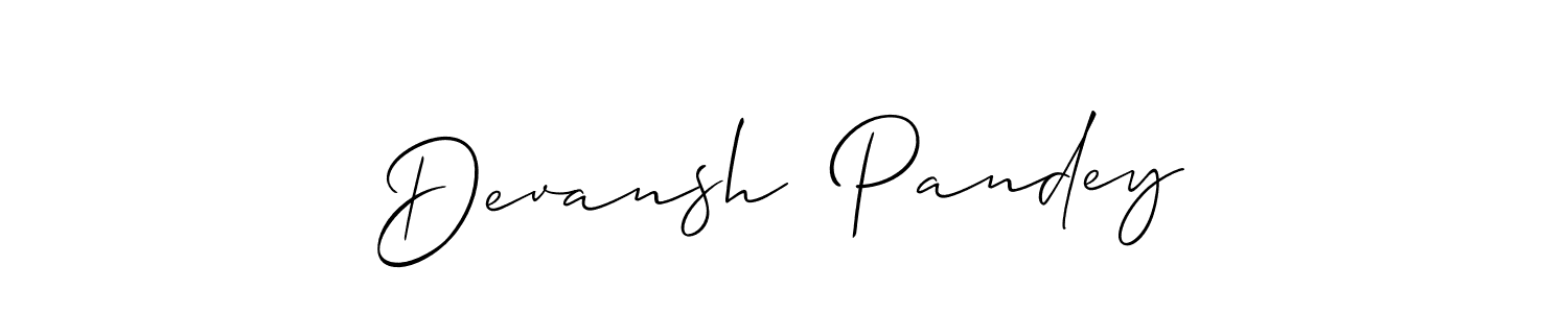 The best way (Allison_Script) to make a short signature is to pick only two or three words in your name. The name Devansh  Pandey include a total of six letters. For converting this name. Devansh  Pandey signature style 2 images and pictures png