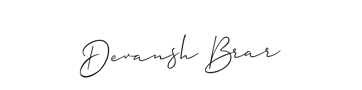 Create a beautiful signature design for name Devansh Brar. With this signature (Allison_Script) fonts, you can make a handwritten signature for free. Devansh Brar signature style 2 images and pictures png