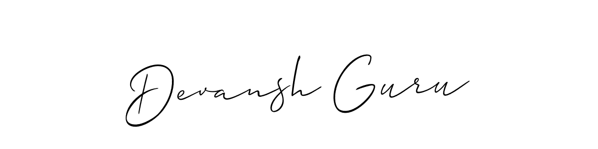 Devansh Guru stylish signature style. Best Handwritten Sign (Allison_Script) for my name. Handwritten Signature Collection Ideas for my name Devansh Guru. Devansh Guru signature style 2 images and pictures png