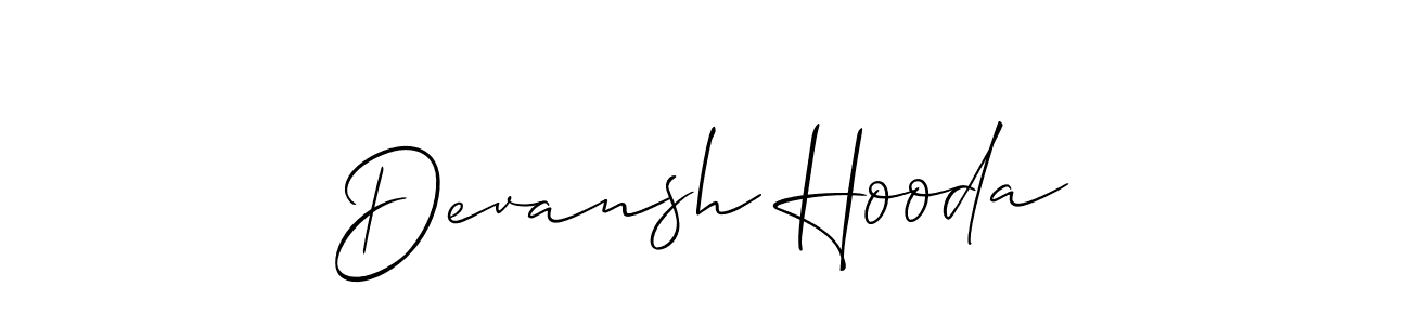 How to make Devansh Hooda signature? Allison_Script is a professional autograph style. Create handwritten signature for Devansh Hooda name. Devansh Hooda signature style 2 images and pictures png