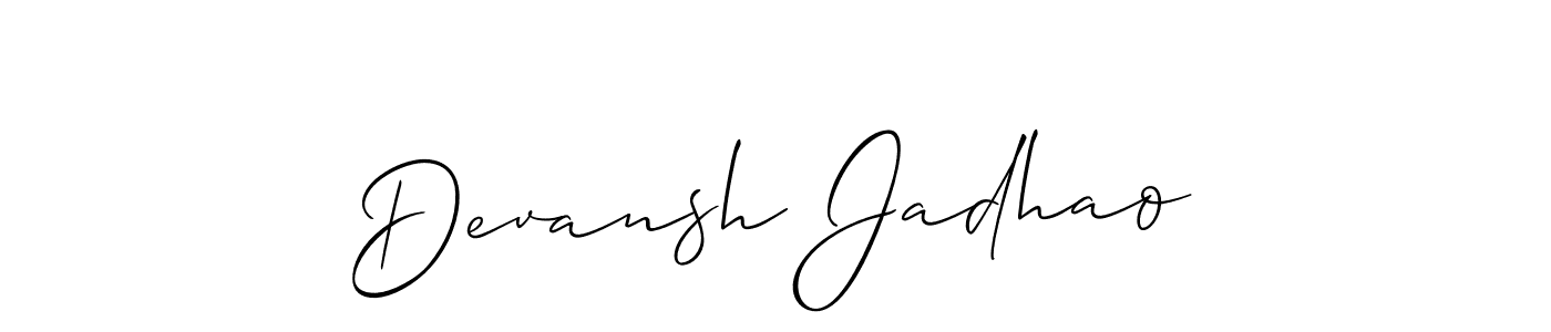if you are searching for the best signature style for your name Devansh Jadhao. so please give up your signature search. here we have designed multiple signature styles  using Allison_Script. Devansh Jadhao signature style 2 images and pictures png