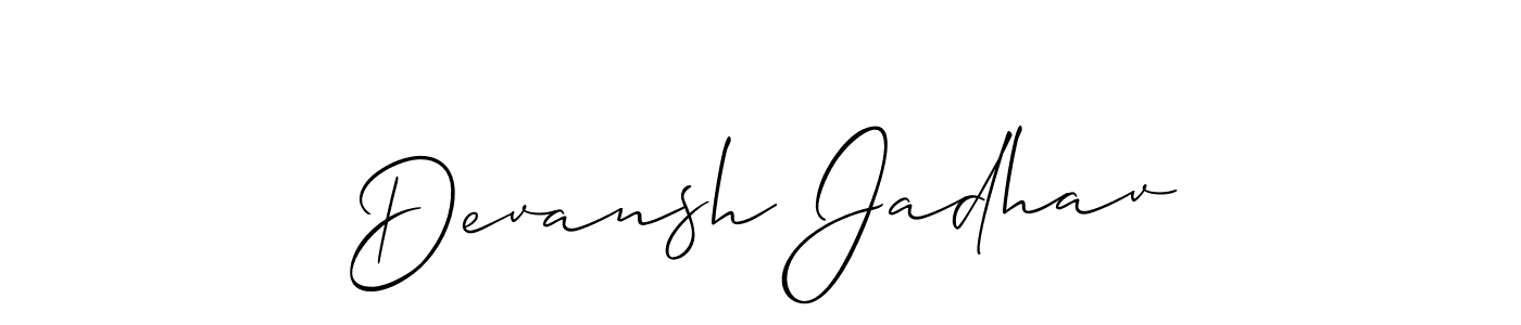 Also You can easily find your signature by using the search form. We will create Devansh Jadhav name handwritten signature images for you free of cost using Allison_Script sign style. Devansh Jadhav signature style 2 images and pictures png