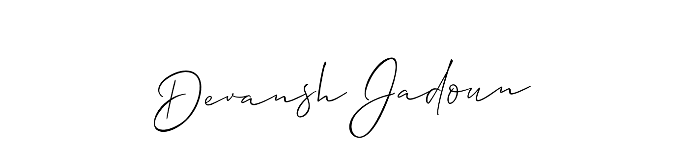 Use a signature maker to create a handwritten signature online. With this signature software, you can design (Allison_Script) your own signature for name Devansh Jadoun. Devansh Jadoun signature style 2 images and pictures png