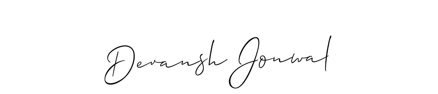 How to make Devansh Jonwal name signature. Use Allison_Script style for creating short signs online. This is the latest handwritten sign. Devansh Jonwal signature style 2 images and pictures png
