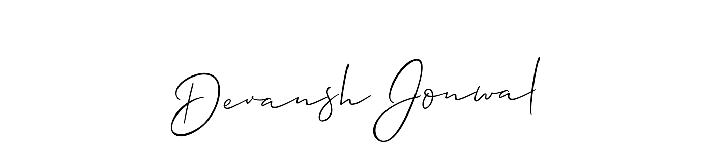 How to make Devansh Jonwal name signature. Use Allison_Script style for creating short signs online. This is the latest handwritten sign. Devansh Jonwal signature style 2 images and pictures png