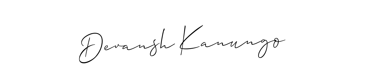 Allison_Script is a professional signature style that is perfect for those who want to add a touch of class to their signature. It is also a great choice for those who want to make their signature more unique. Get Devansh Kanungo name to fancy signature for free. Devansh Kanungo signature style 2 images and pictures png