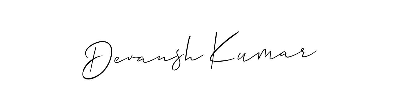 The best way (Allison_Script) to make a short signature is to pick only two or three words in your name. The name Devansh Kumar include a total of six letters. For converting this name. Devansh Kumar signature style 2 images and pictures png