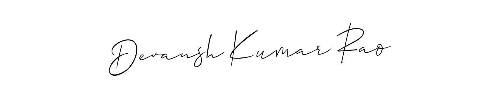 It looks lik you need a new signature style for name Devansh Kumar Rao. Design unique handwritten (Allison_Script) signature with our free signature maker in just a few clicks. Devansh Kumar Rao signature style 2 images and pictures png
