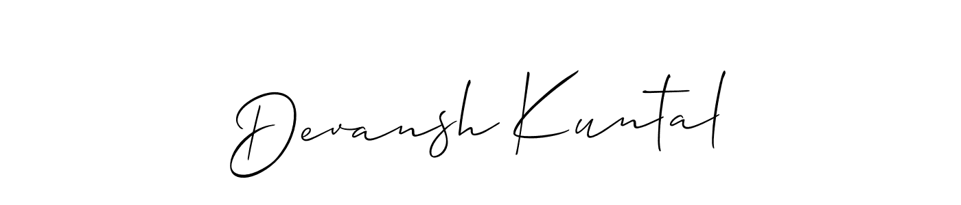 You should practise on your own different ways (Allison_Script) to write your name (Devansh Kuntal) in signature. don't let someone else do it for you. Devansh Kuntal signature style 2 images and pictures png