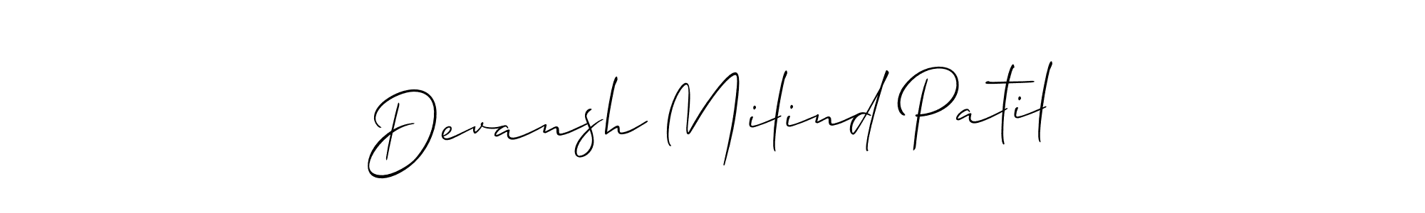 This is the best signature style for the Devansh Milind Patil name. Also you like these signature font (Allison_Script). Mix name signature. Devansh Milind Patil signature style 2 images and pictures png