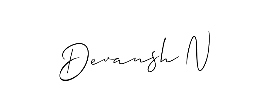 Also You can easily find your signature by using the search form. We will create Devansh N name handwritten signature images for you free of cost using Allison_Script sign style. Devansh N signature style 2 images and pictures png