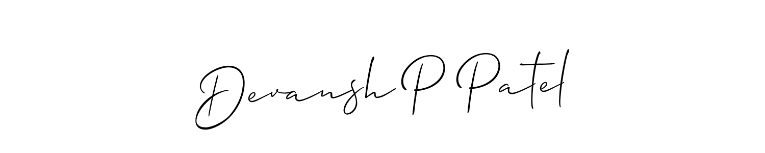 This is the best signature style for the Devansh P Patel name. Also you like these signature font (Allison_Script). Mix name signature. Devansh P Patel signature style 2 images and pictures png