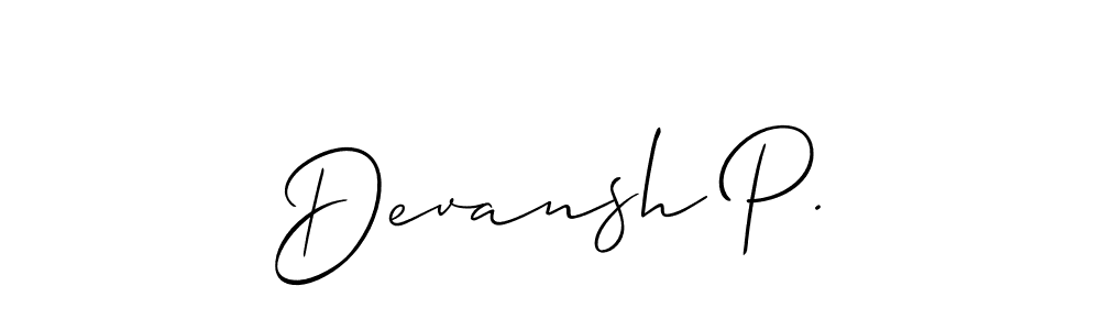 Use a signature maker to create a handwritten signature online. With this signature software, you can design (Allison_Script) your own signature for name Devansh P.. Devansh P. signature style 2 images and pictures png