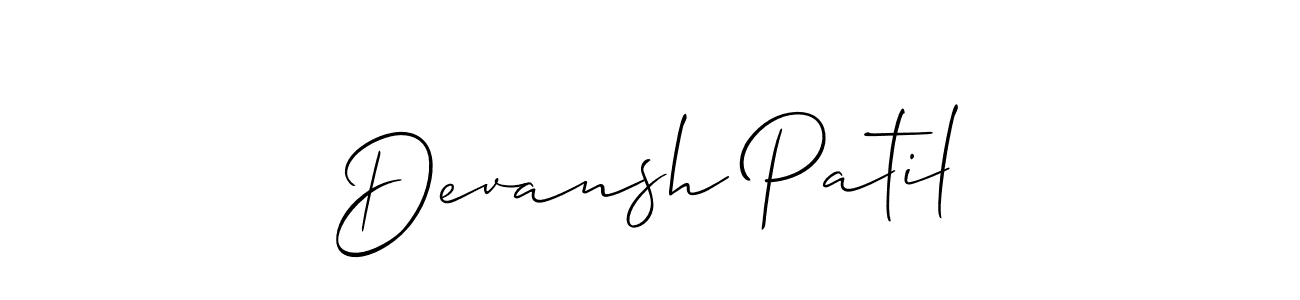 Design your own signature with our free online signature maker. With this signature software, you can create a handwritten (Allison_Script) signature for name Devansh Patil. Devansh Patil signature style 2 images and pictures png