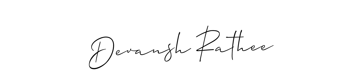 Use a signature maker to create a handwritten signature online. With this signature software, you can design (Allison_Script) your own signature for name Devansh Rathee. Devansh Rathee signature style 2 images and pictures png