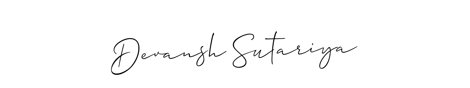 Devansh Sutariya stylish signature style. Best Handwritten Sign (Allison_Script) for my name. Handwritten Signature Collection Ideas for my name Devansh Sutariya. Devansh Sutariya signature style 2 images and pictures png