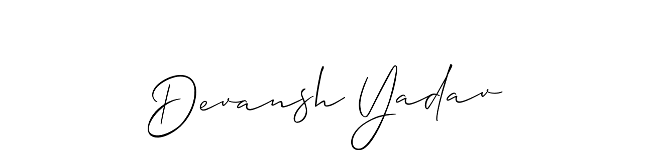 Similarly Allison_Script is the best handwritten signature design. Signature creator online .You can use it as an online autograph creator for name Devansh Yadav. Devansh Yadav signature style 2 images and pictures png