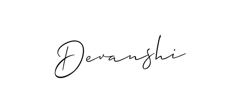 Use a signature maker to create a handwritten signature online. With this signature software, you can design (Allison_Script) your own signature for name Devanshi. Devanshi signature style 2 images and pictures png