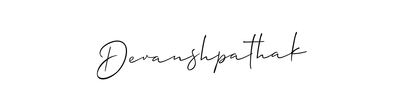 Create a beautiful signature design for name Devanshpathak. With this signature (Allison_Script) fonts, you can make a handwritten signature for free. Devanshpathak signature style 2 images and pictures png