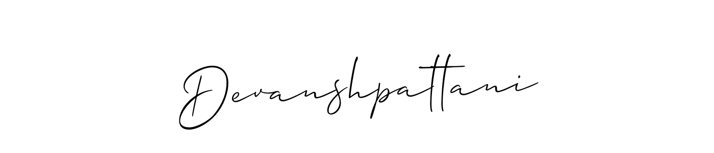 Allison_Script is a professional signature style that is perfect for those who want to add a touch of class to their signature. It is also a great choice for those who want to make their signature more unique. Get Devanshpattani name to fancy signature for free. Devanshpattani signature style 2 images and pictures png