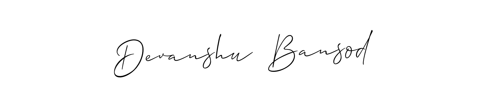 Also we have Devanshu  Bansod name is the best signature style. Create professional handwritten signature collection using Allison_Script autograph style. Devanshu  Bansod signature style 2 images and pictures png